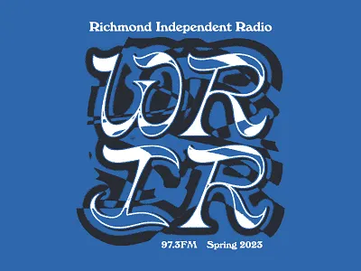 WRIR Shirt Design band merch crayonette design graphic design halftone independent radio lettering merch merch design music music branding music merchandise op art psychedelic radio radio station richmond rva shirt design typography