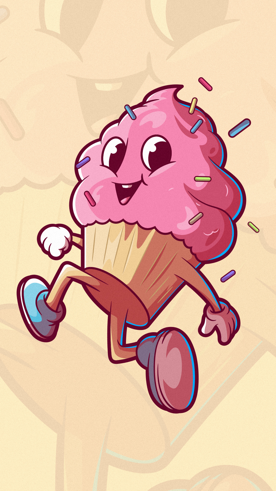 Running Cupcake branding character colors design food funny graphic illustration logo mascot vector