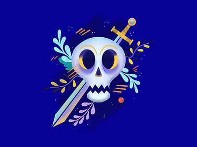 Skull and Sword art digital art graphic design procreate retro skull sword