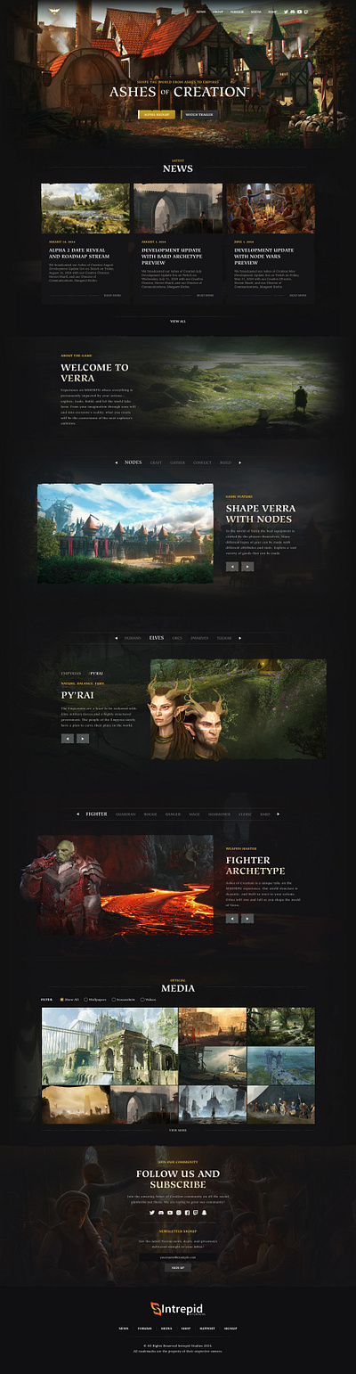 Ashes of Creation Website Concept UI/UX aoc ashes ashes of creation concept design fantasy game mmo mmorpg online ui ux web website