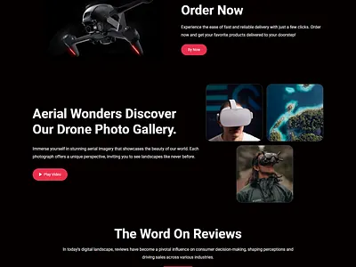 🚀 Vikoo – Drone Product Landing Page (React.js Template) graphic design landing page react js template ui ui ux