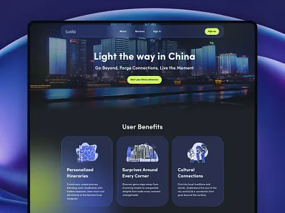 Travel AI Landing Page blue blur dark interface landing landing design landing page mesh platform design purple saas platform travel travelling ui user interface ux web design website