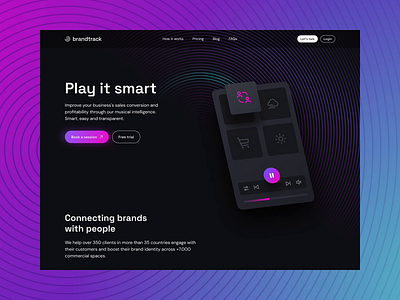 Brandtrack — Marketing Site design digital products homepage landing marketing site music startup ui webflow website z1