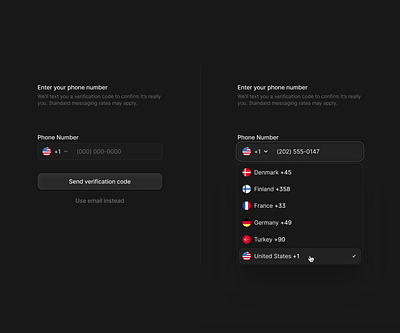 Verification dark mode dark mode design number input phone number phone verify verification verify