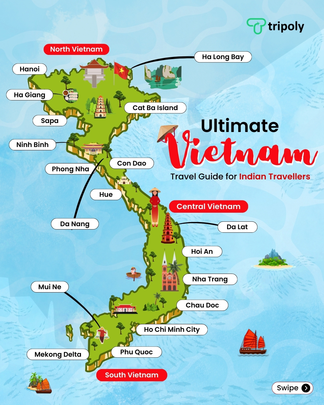Vietnam Travel Carousel Post branding design graphic design illustration marketing print vector visual