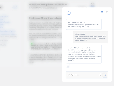 AI Chatbot Assistant – E-learning Experience for CHW community health