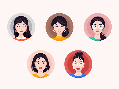 Girls always rule avatar avatars design emoji face flat girl icon icons illustration team women