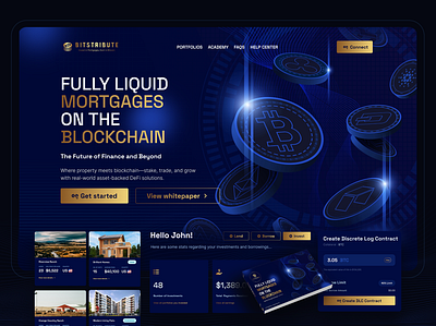 Bitstribute: Website Design, UI/UX Design analytics app branding crypto dashboard design finance fintech real estate ui website design