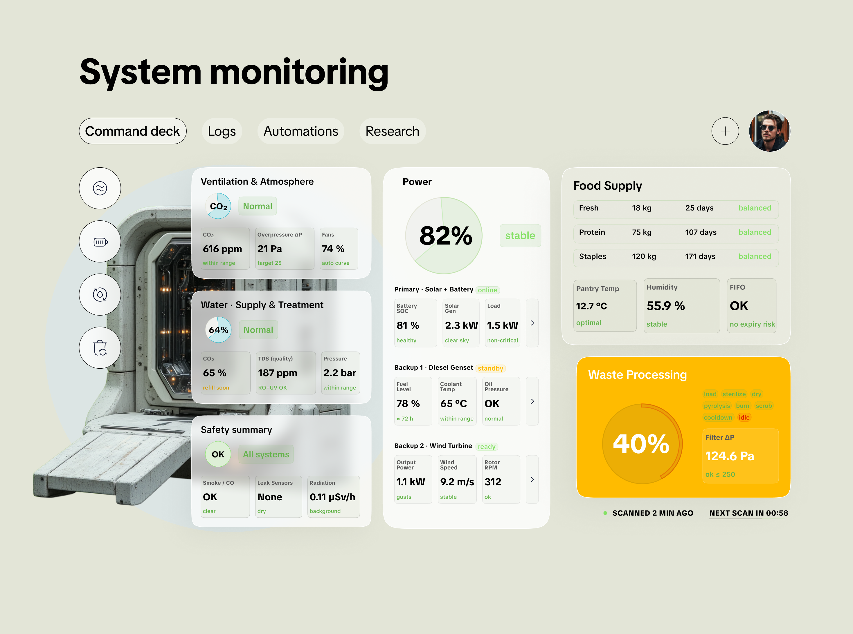 Bunker System Dashboard — Survival UI Concept dribbbleweeklywarmup