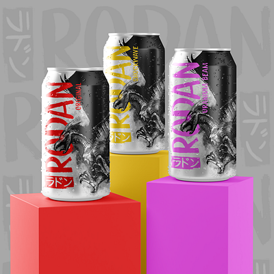 Rodan Energy Drink 3d branding graphic design logo