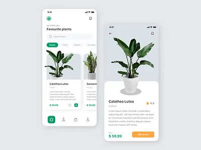 Mobile App Design - e-nursery 3d animation app branding design development e commerce graphic design illustration logo mobile motion graphics plant shop shopping ui uiux ux vector web
