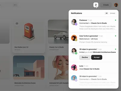 Notifications for Brainwave 2.0 clean dropdown minimal notification ui design web design