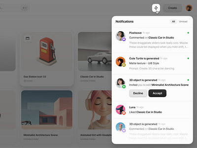 Notifications for Brainwave 2.0 clean dropdown minimal notification ui design web design