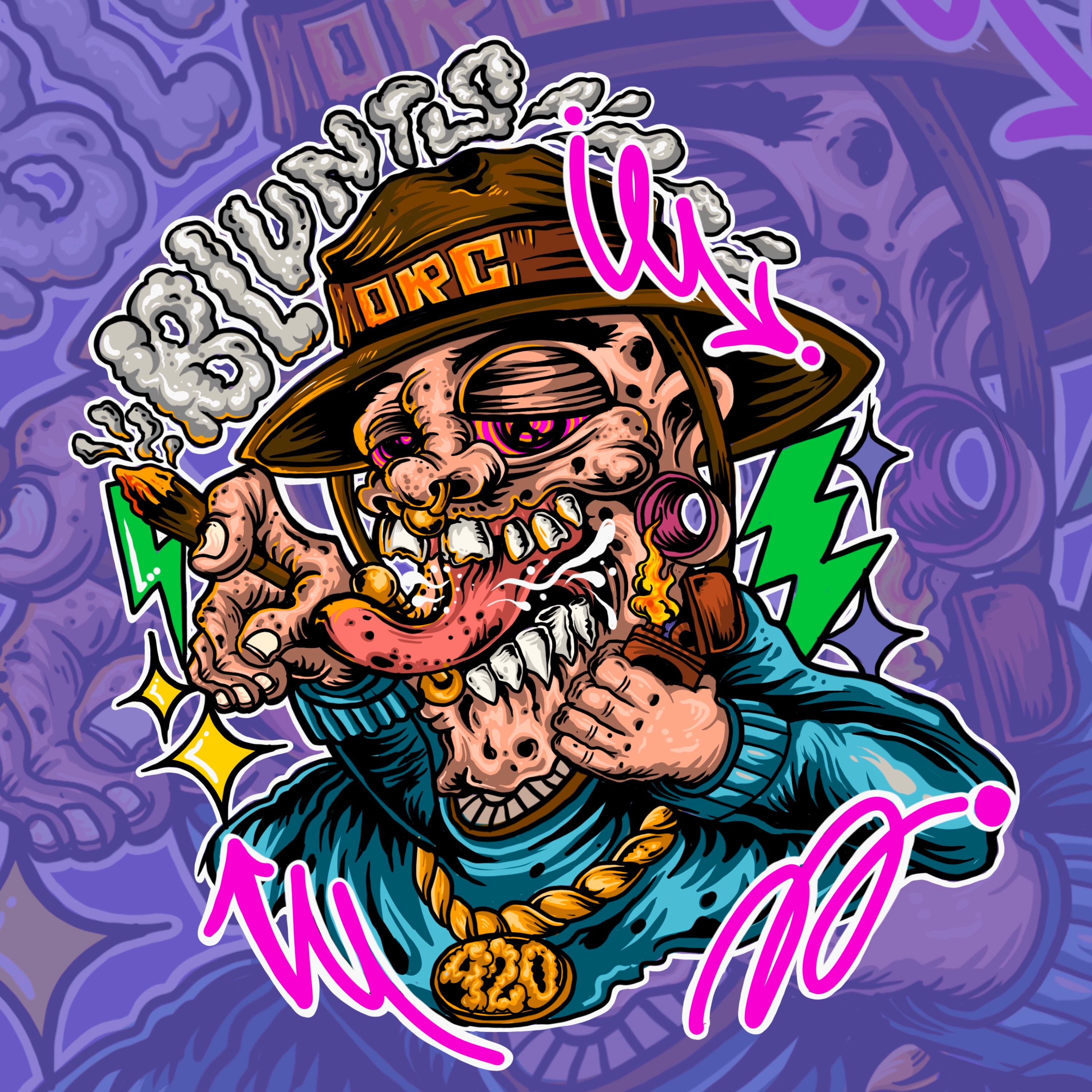 BLUNTT-shirt available for purchase 420 branding canabis concept design cracterdesin graffiti weed bag design weed pakckaging