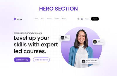Web Hero Section (Online Learning Platform) e learning education hero section saas