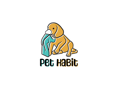Pet chewing cloth logo animal brand identity branding business cartoon cat chewing cloth company concept creative dog dog habit grooming mascot minimal modern pet pets shop