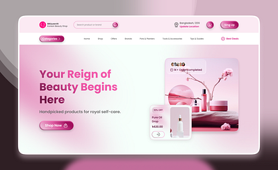 BBQueen16 Korean Beauty Shop Landing Page aesthetic interface bangladeshi brand beauty e commerce call to action design clean design cosmetics ui e commerce design hydrating products landing page concept minimalist beauty ui modern web layout product card design promotional banners responsive web design skincare landing page skincare ui social proof section trust building ux uiux design womens beauty website