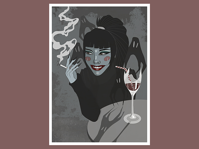 Al bar art bar cafè creepy design digital art drawing ghosts girl horror illustration portrait pub smoking wine