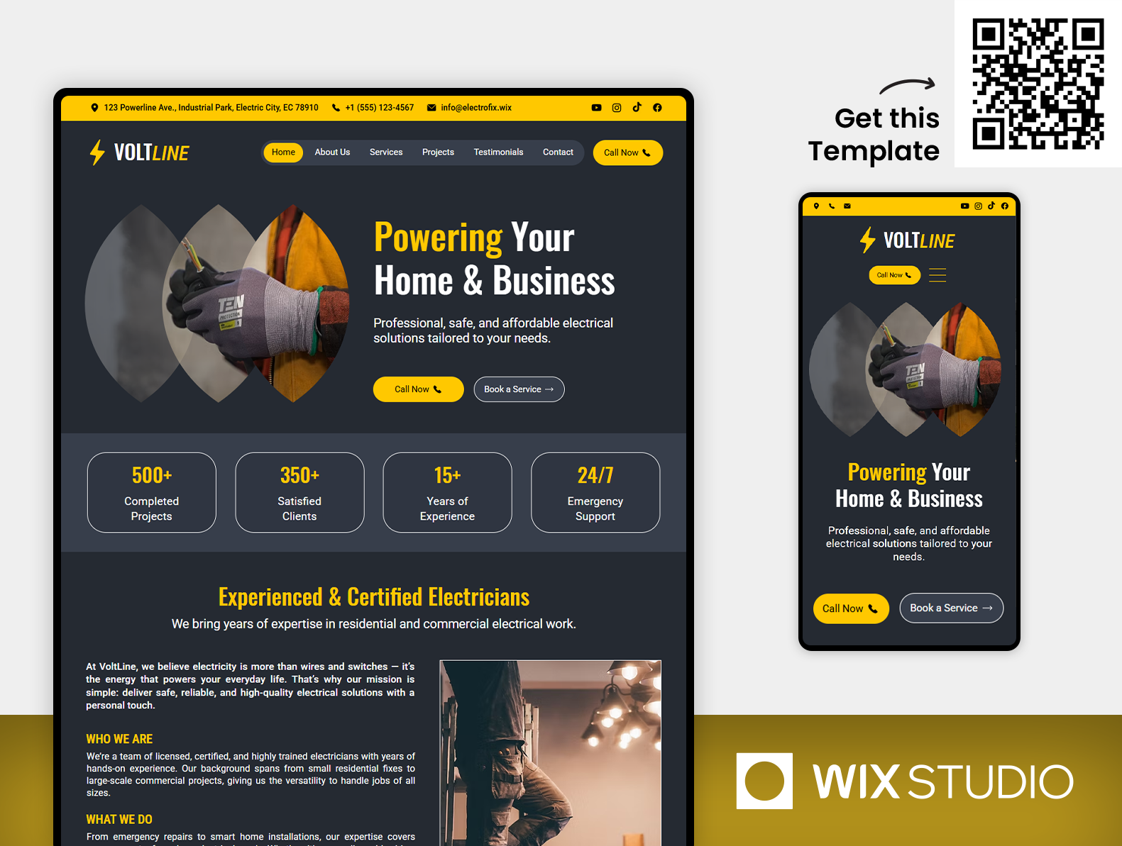 Electrical Services - Wix Studio Website Template beautiful website contractor electrical electrical service electrical website electrician electrician website template handyman handyman service handyman website local electrical tradesman power and wiring website wix studio wix studio website wix studio website template