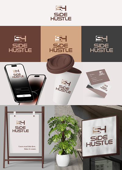 Side Hustle Logo Branding aidentity appearance branding coffee dribble elegent feedback latest logo modern new professional shop soft super trend visual