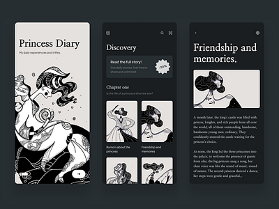 Princess Diary app design branding dashboard ui design illustration logo ui ux vector web design