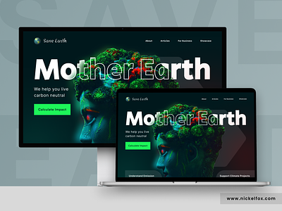 Save Earth Website Design: Landing web page animation dashboard design earth environment homepage interface landing page mockup motion product save site startup ui ux web web design webdesign website