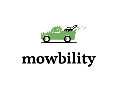 Identity Design - mowbility branding brandmark cartoon contractor cute graphic design grass green icon identity design illustration illustrator lawnmower logo logo design logo designer logos mascot retro truck