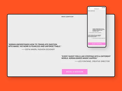 Portfolio Website — Words from Clients landing page minimalist design portfolio website testimonials tilda typography ui web design webflow website design
