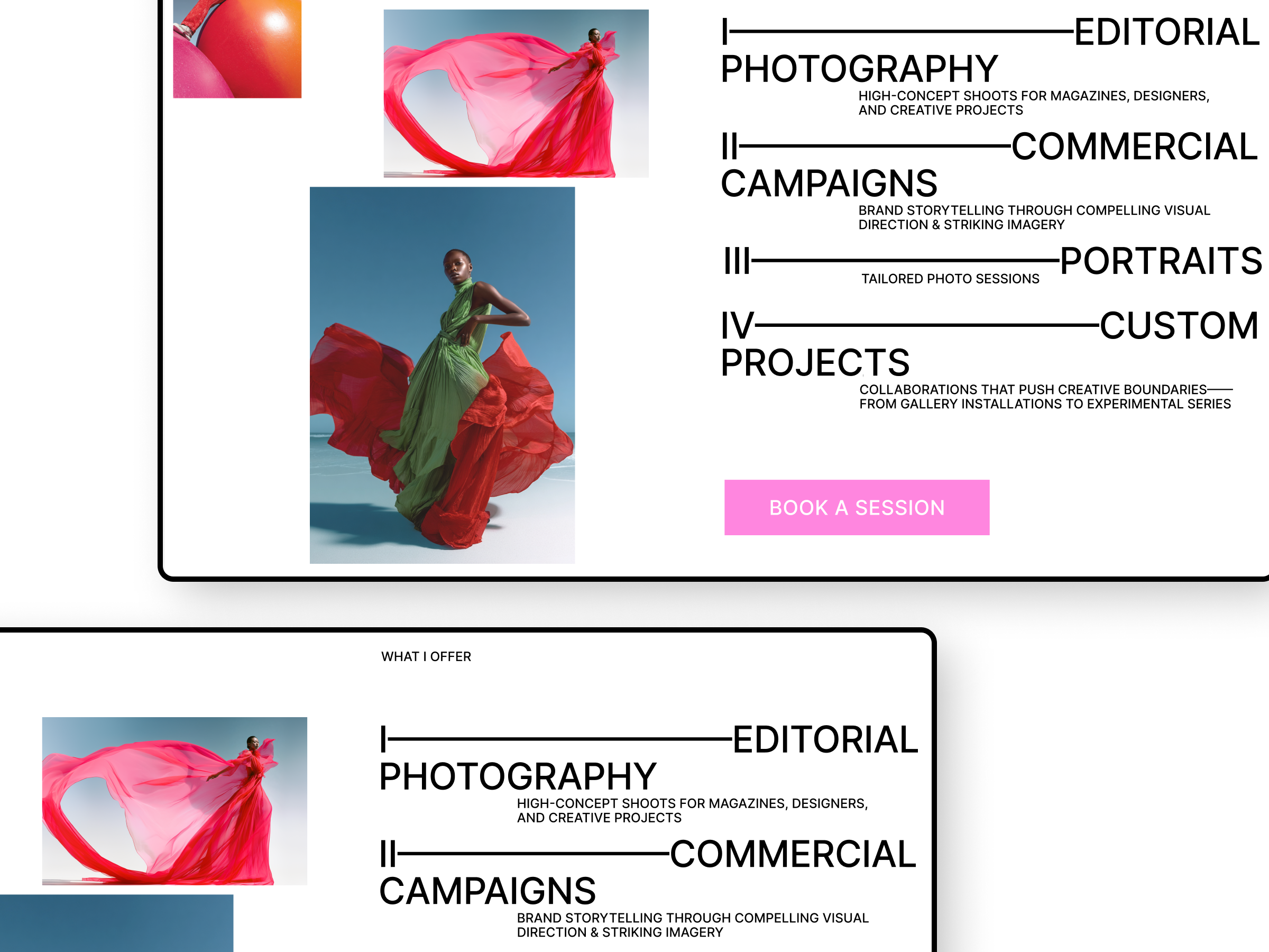 Portfolio Website — Services Section creative typography figma landing page list portfolio website services section tilda typography web design webflow website design