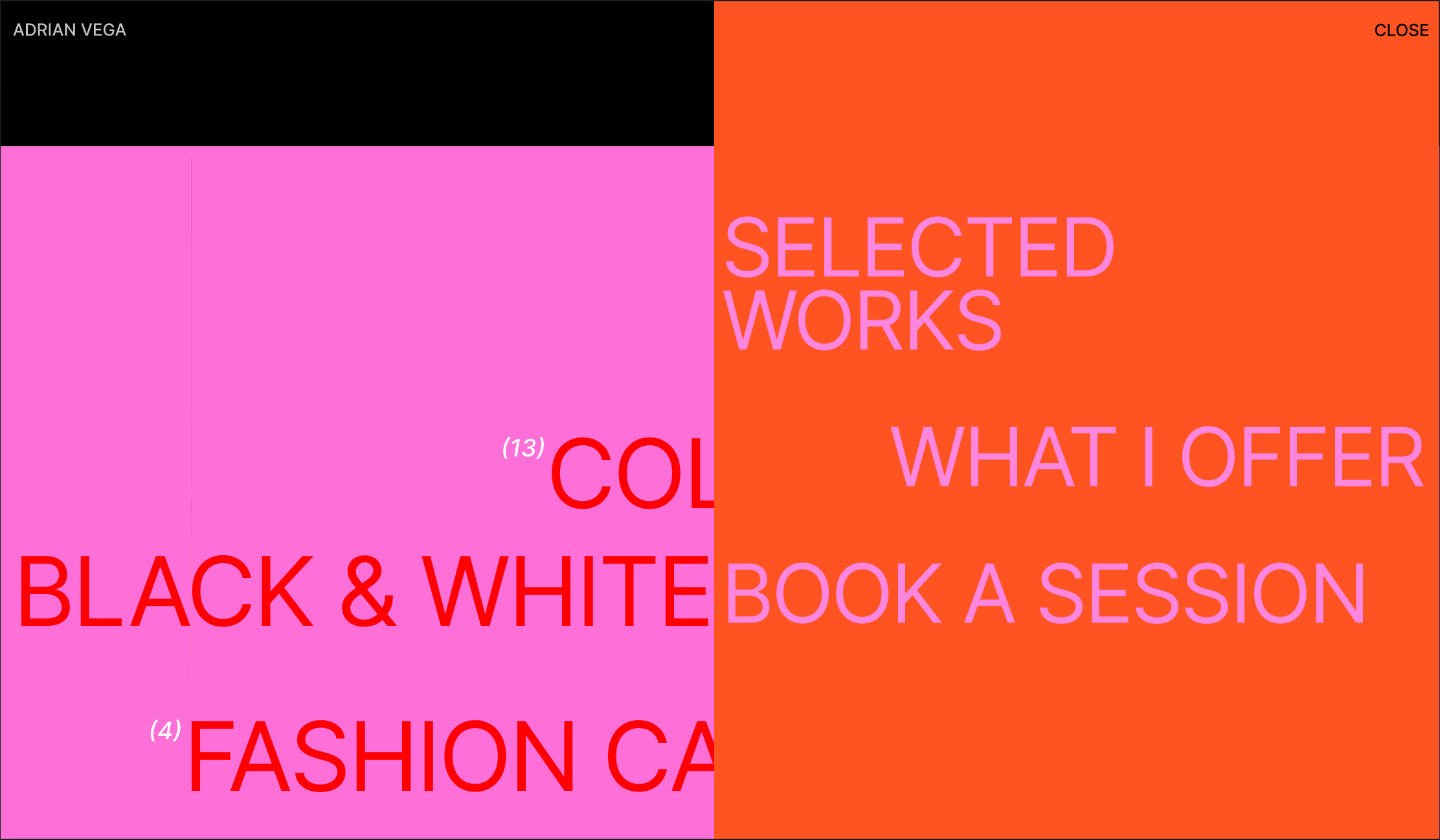 Portfolio Website Design — Desktop Menu desktop menu ui web design website design