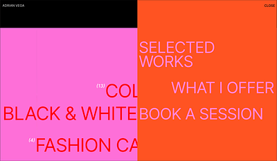 Portfolio Website Design — Desktop Menu desktop menu ui web design website design