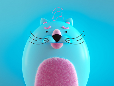 Bubbly is a cartoon sea cat 3d animal bubble design domestic animal graphic design ocean sea cat