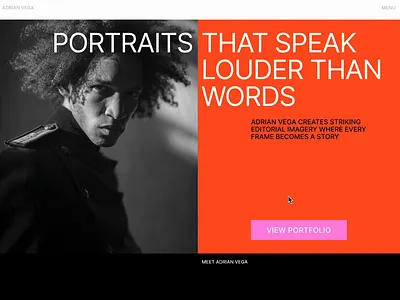Cinematic Photography Portfolio — Meet The Artist landing page longread portfolio website typography web design website development