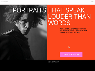Cinematic Photography Portfolio — Meet The Artist landing page longread portfolio website typography web design website development