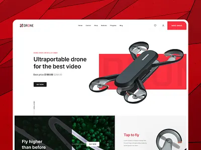 Drone E-commerce Web UI Design branding design drone ui e commerce website graphic design hero section landing page minimalist design modern ui shop ui tech website typography ui uxui project web design website