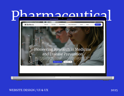 Pharmaceutical Company BioNexis Website Design : UI&UX Design biology biotechnology blog ui disease healthcare landing page medical minimal modern pharma website pharmaceutical professional research researcher startup tech ui ui design ux design website design