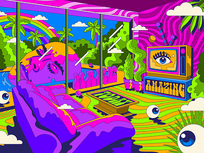 Make Today Amazing amazing awesome colorful design illustration interior design living room pop pop art positive thinking psychedelic retro surrealism trippy typography vector vintage