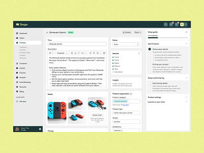 Snaps: Inventory Management dashboard ecommerce inventory inventory management product design product management shopify ui