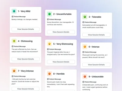 Feedback Card UI card card ui chat dailyui dailyux design emotion feedback feedback card flat design medical card message minimal minimalism pain scale pain threshold patient physiotherapy ui ux
