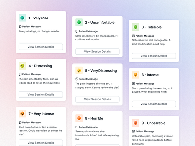Feedback Card UI card card ui chat dailyui dailyux design emotion feedback feedback card flat design medical card message minimal minimalism pain scale pain threshold patient physiotherapy ui ux
