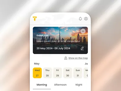 Trip Overview Screen card design map travel ui ux webdesign