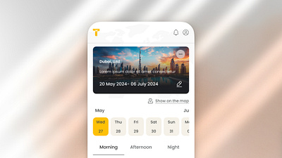 Trip Overview Screen card design map travel ui ux webdesign