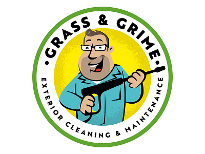 Grass & Grime Character Design & Identity cartoon cleaning design illustration karcher logo maintenance retro vector vintage