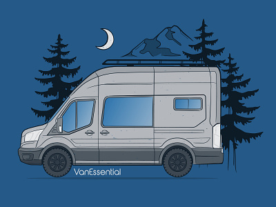 Van Life Tee Illustration 1 adventure campervan explore mountains night nomad outdoor outdoors road shirt t shirt trees trip van vanlife vehicle