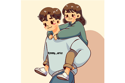 Cartoon Father Carrying His Daughter background celebration character children dad day event family father greeting happy holiday love man papa parenting parents playing special together