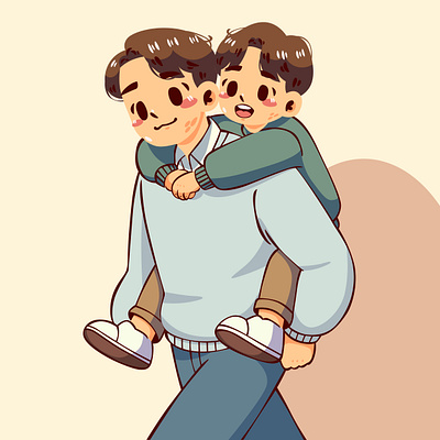 Cartoon Father Carrying His Son background celebration character children dad day event family father greeting happy holiday love man papa parenting parents playing special together