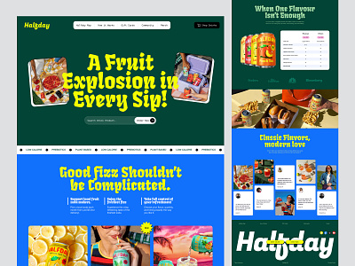 Halfday - Energy Drinks Store agency branding company design digital drinks ecommerce elementor framer landing marketing page shop snack store ui webflow website wordpress