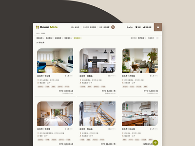 Room Mate Searching Page UI Design graphic design ui