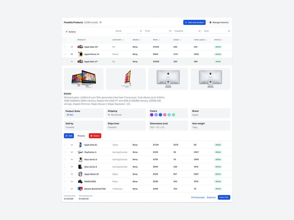 Table With Expandable Rows By Flowbite On Dribbble 4880