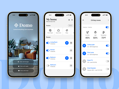 Domo - Smart home app design ios mobile ui ux